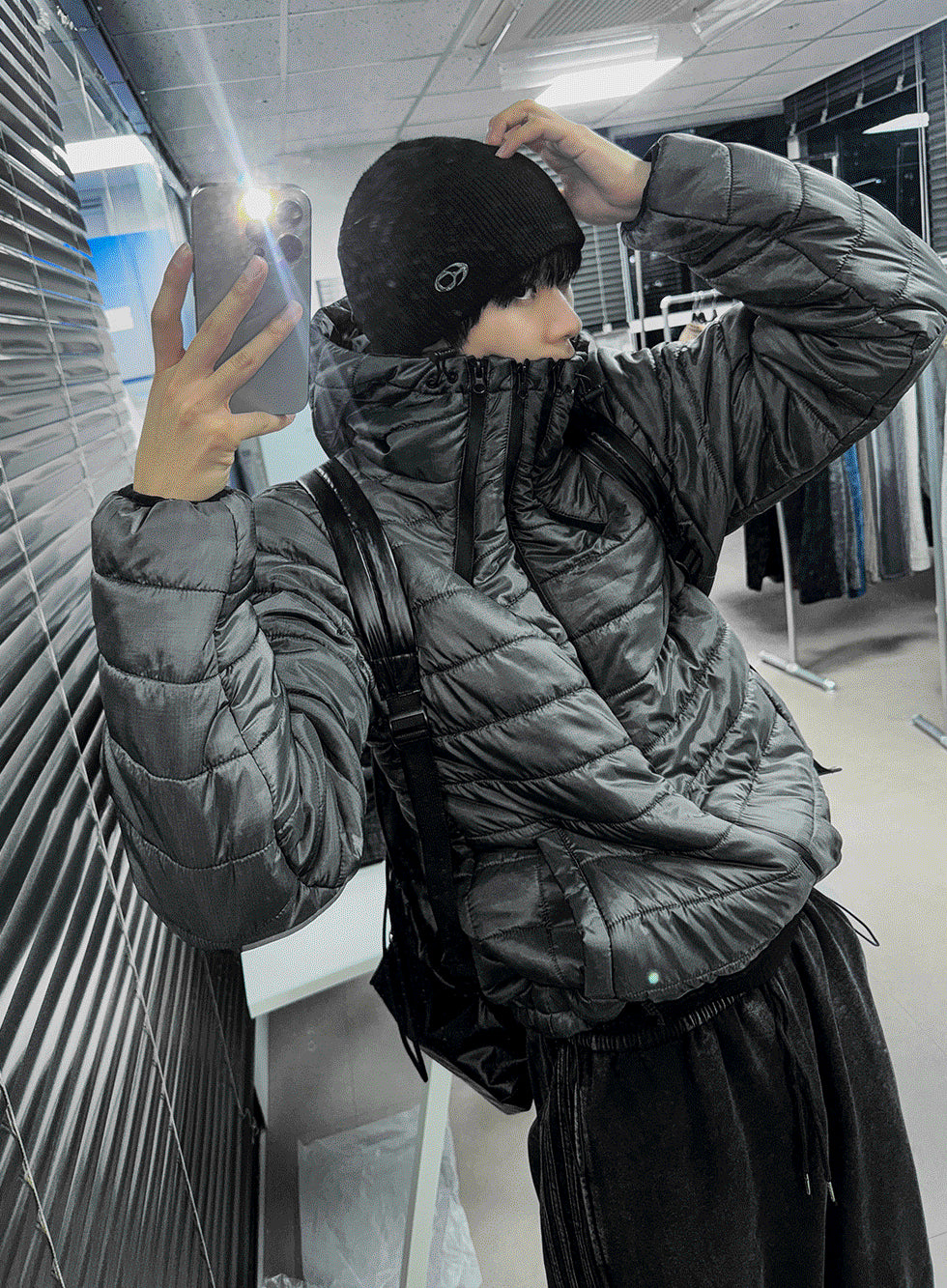 Tech Multi-Zipper Hooded Lightweight Padding