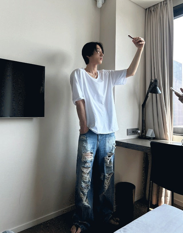 Denim Destroyed Pants