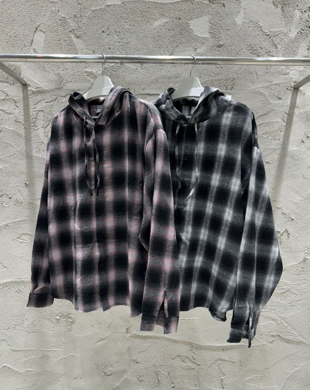 shea hooded checkered shirt