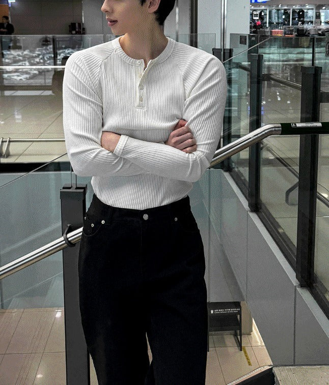 Muscle Fit Raglan Ribbed Knit