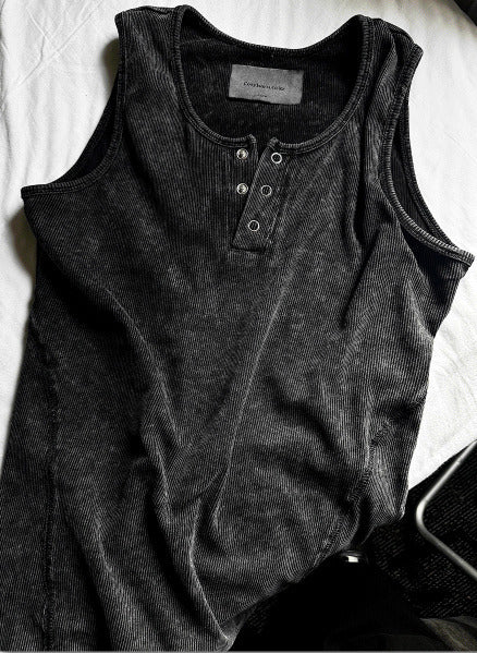 Pigment Vintage Muscle Fit Henley Neck