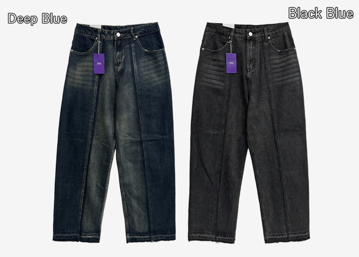 cut-off wide denim pants