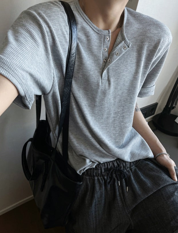 [COSYHARU公式]Rashcan Waffle Henley Neck Short Sleeve Rashkan Waffle Henley Neck Short Sleeve – cosyharu