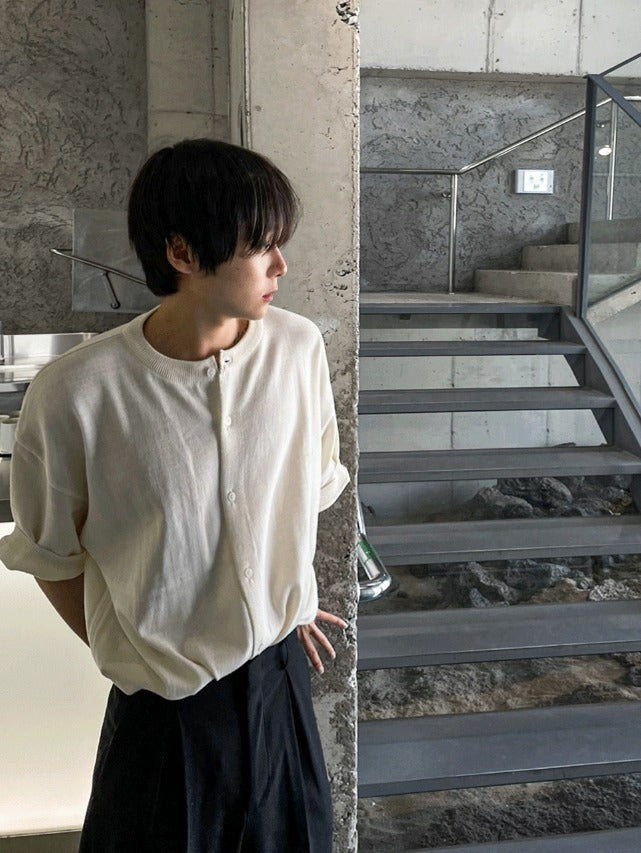 Summer Round-Neck Short Sleeve Cardigan