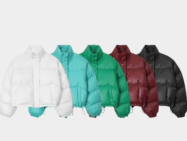 New Cropped Padded Oversized Fit Hip Glossy