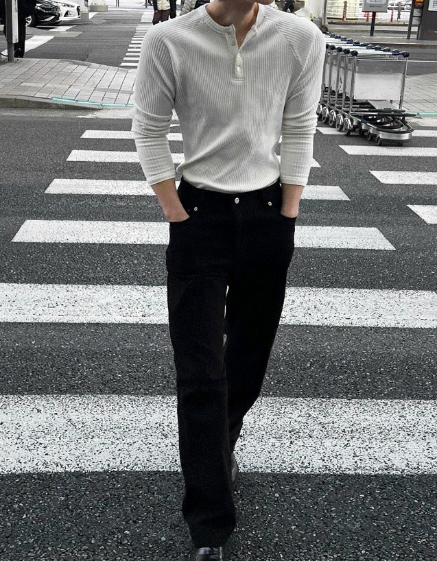 muscle-fit raglan ribbed knitwear