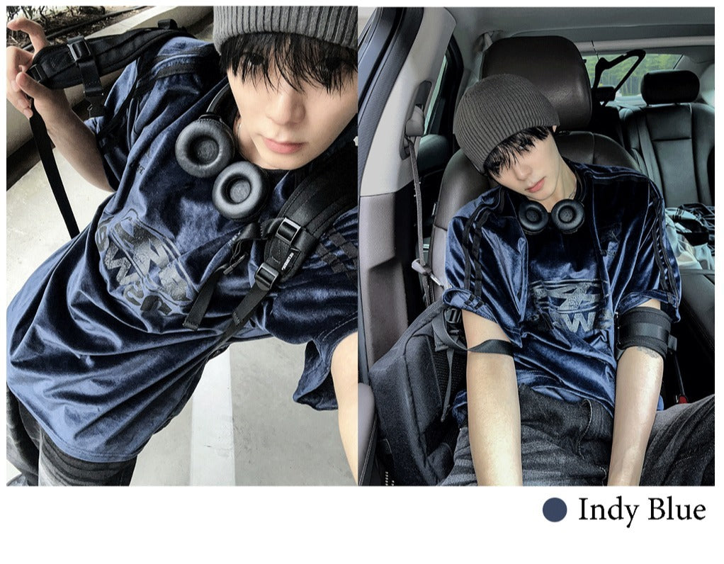 Ferrendy Velvet Track Round Short Sleeve Tee