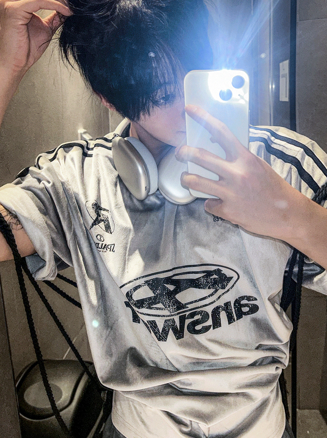 Perendi Velvet Track Round Short Sleeve Tee