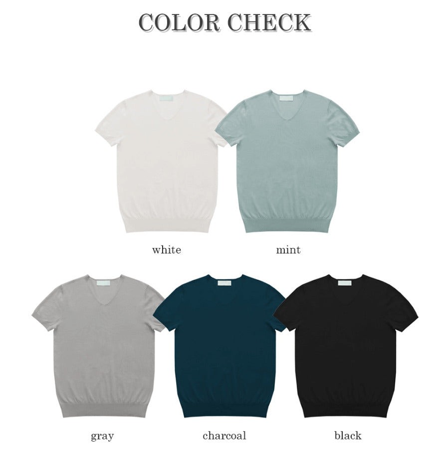 Ice Tencel V-Neck Short Sleeve Knit