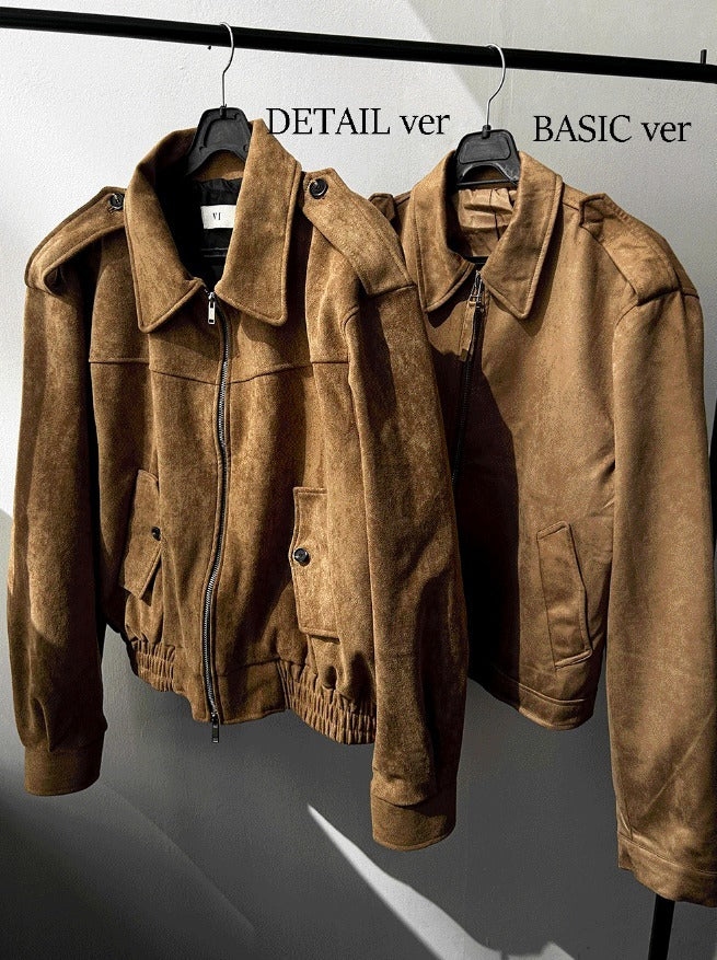 Rect Epaulet Suede Jacket - 2 Types