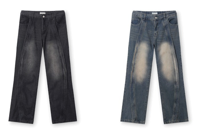 Shabby Banding Wave-Washed Denim