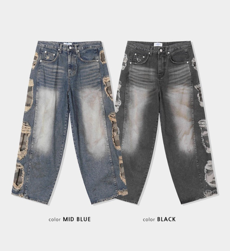 Military Camo Wide Denim
