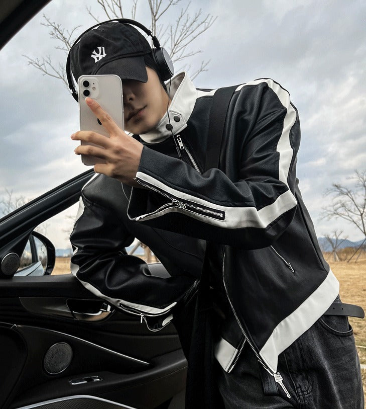 way leather biker jacket