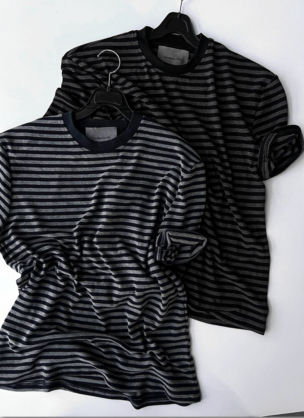 Black & Charcoal Striped Short Sleeve