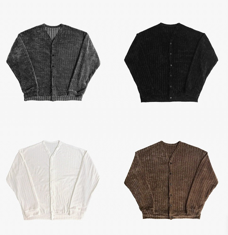 Beloa Ribbed V-Neck Cardigan