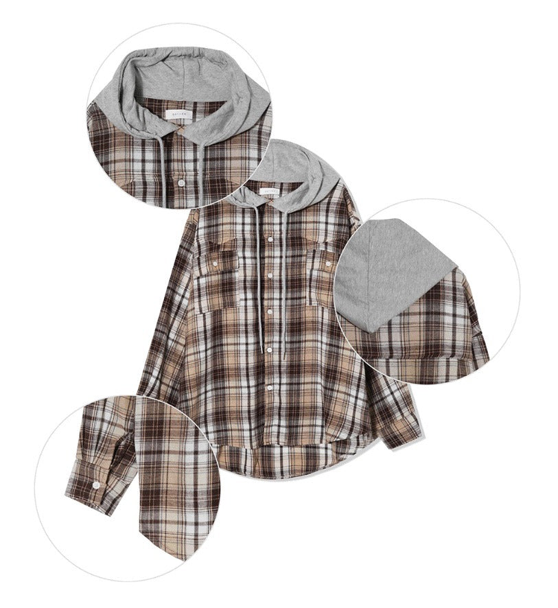 Western Checkered Hooded Shirt