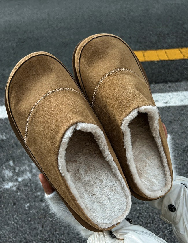 【COSYHARU】Couple boa fur slippers (height +5cm) Couple Boa Fur Slippers (All-Season) +5cm Height Increase