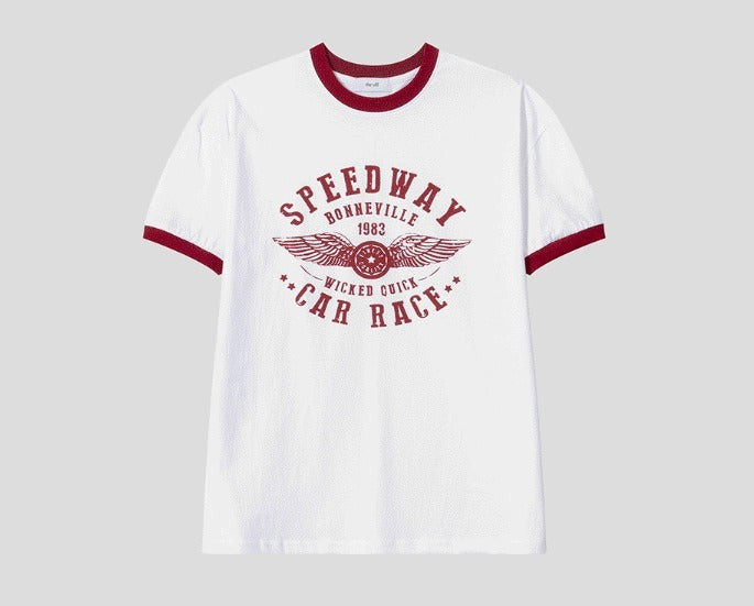 Printed Ringer Short-Sleeve Tee