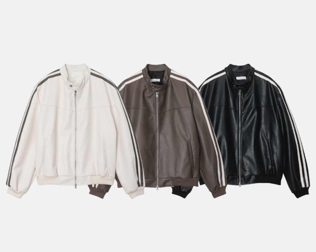 two-way biker leather jacket