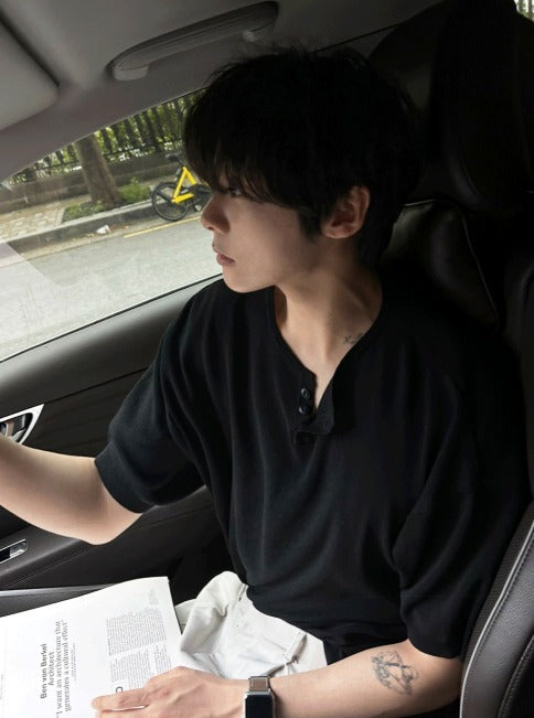 Ocean Henley Short Sleeve Knit