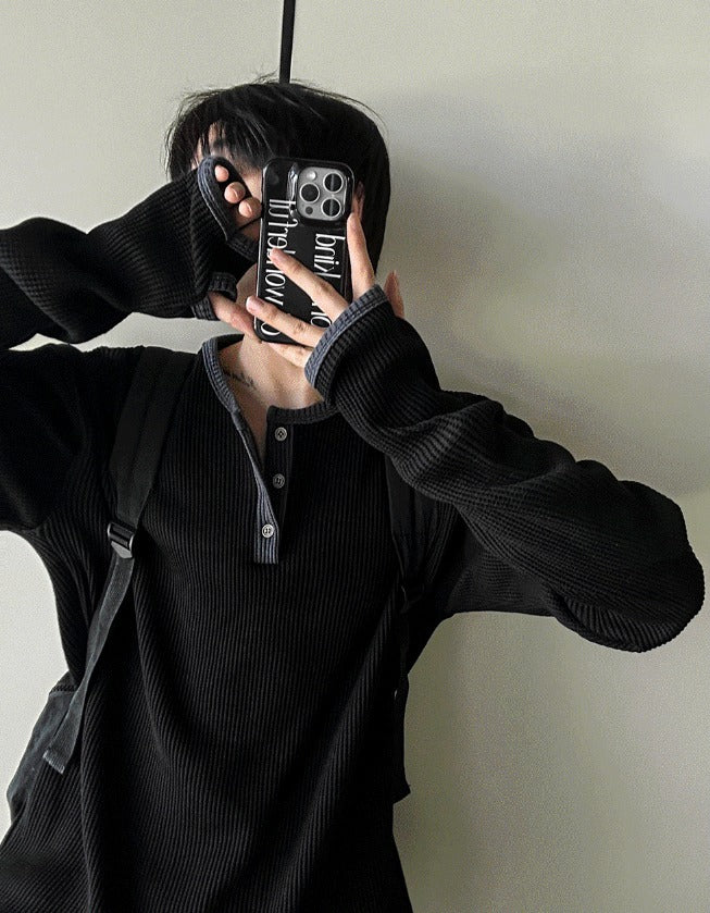[COSYHARU公式]Fingerhole Waffle Henley Neck 関税・送料込み Fingerhole Waffle Henley Neck – cosyharu