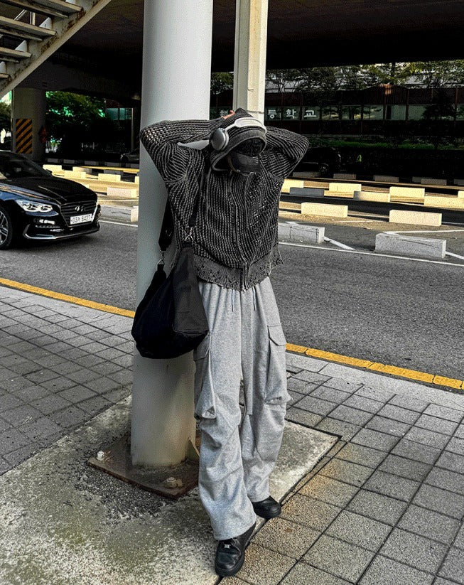 Dying Damage Mesh Hooded Zip-Up