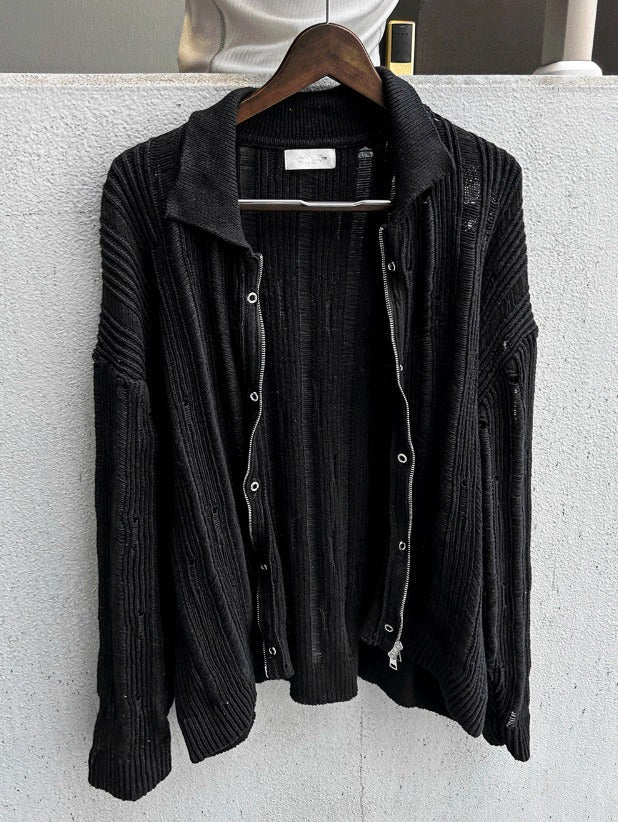 Mohair High Neck Cardigan