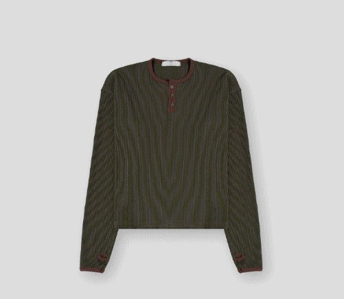Fingerhole Waffle Henley Neck