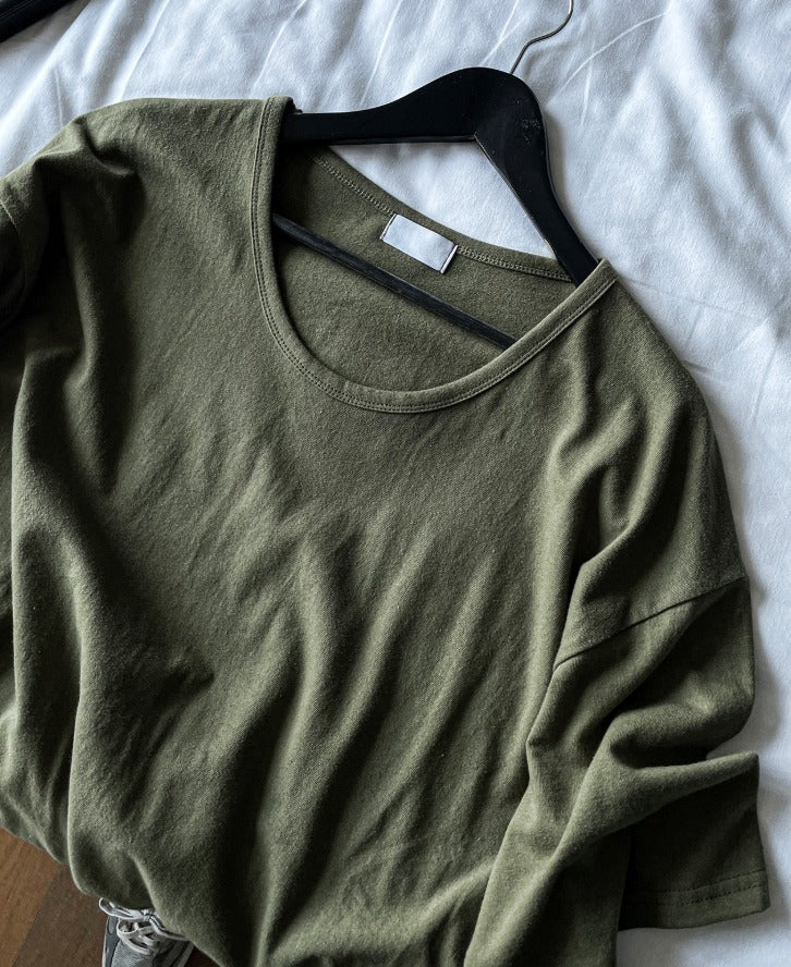 shaping round semi-wige short-sleeved T-shirt