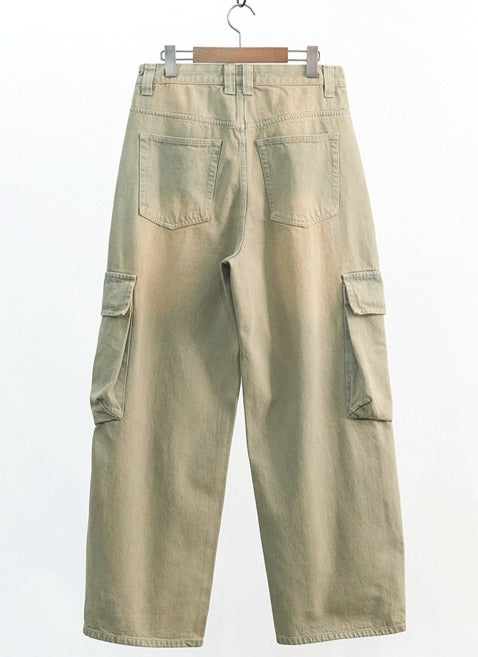 millat wide vintage cargo denim pants
