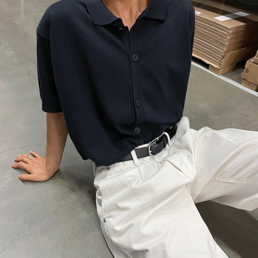 Cardigan-Style Short Sleeve Knit