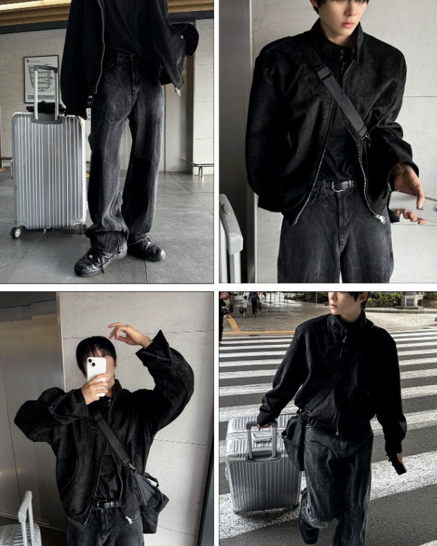 Deep Black Smoke Wide Denim Pants