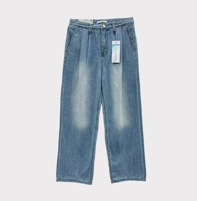 Cool Washing Pintuck Linen Denim Pants