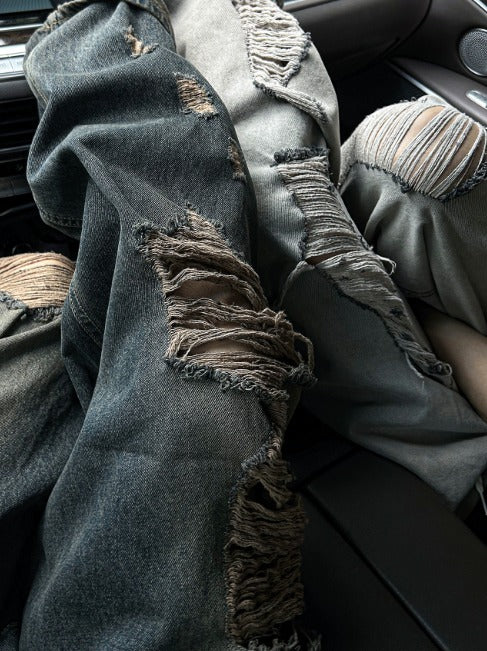 vintage ballon demage denim pants