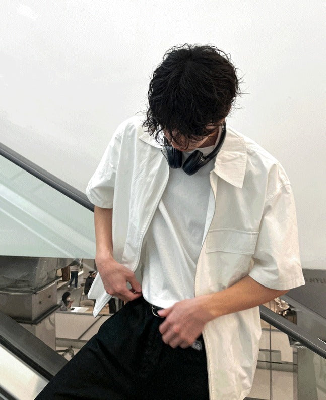 Flare Short Sleeve Zip-Up