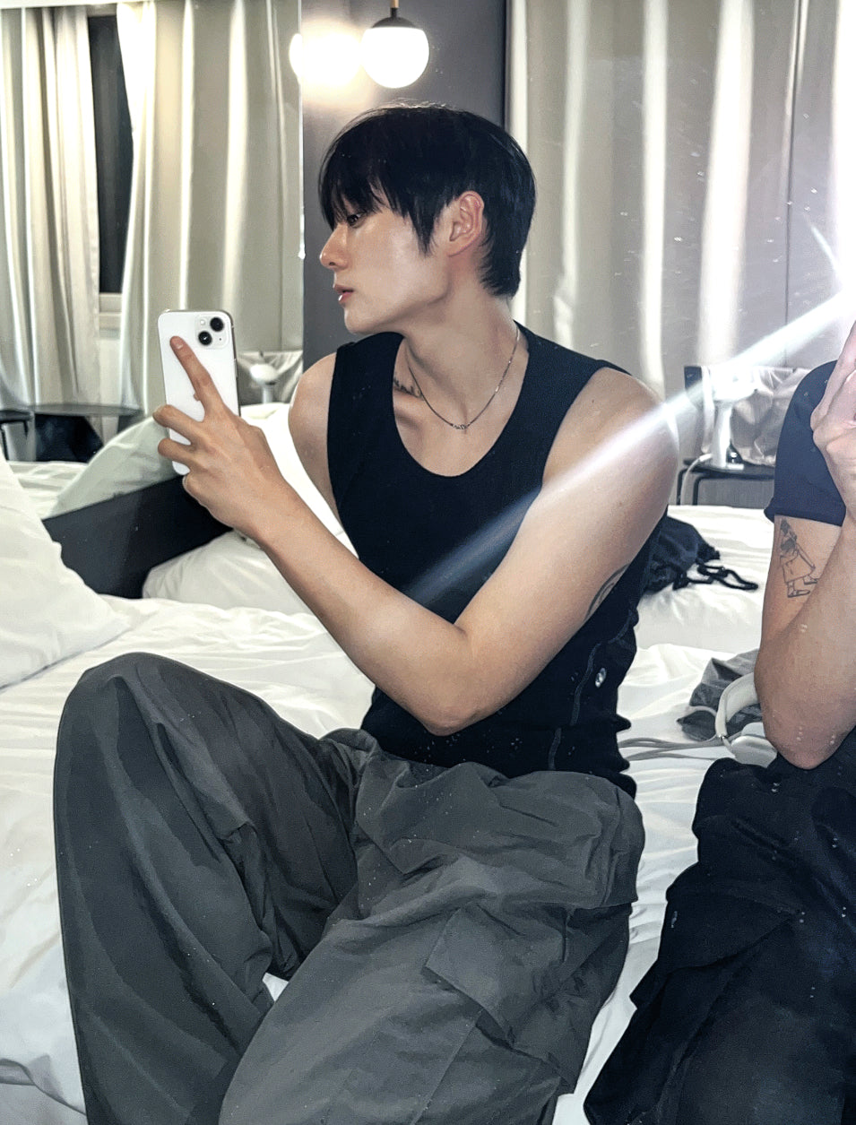Muscle Fit Ribbed Tank Top with Side Stitching 3color