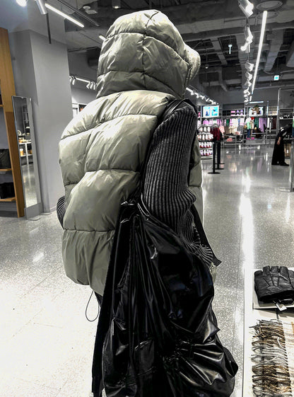 Metal khaki hooded banding padded vest