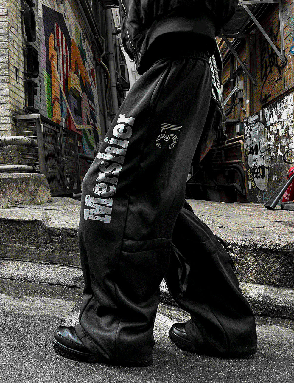 Mershier Side Print Pigment Wash Wide Training Pants – cosyharu