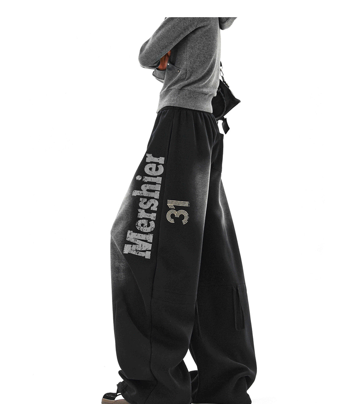 Mershier Side Print Pigment Wash Wide Training Pants – cosyharu