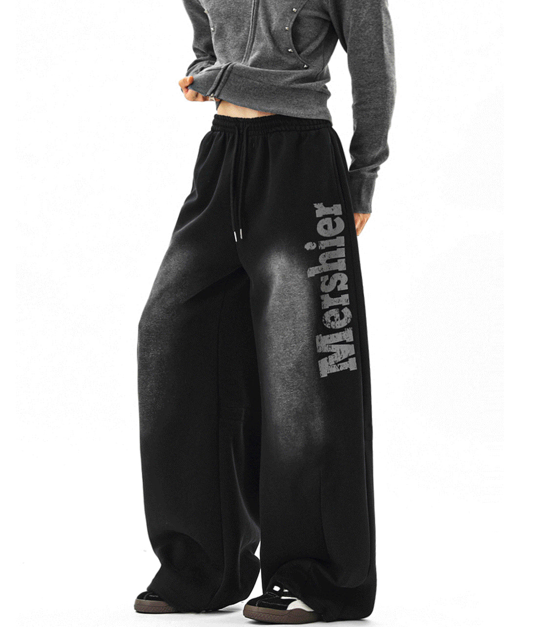Mershier Side Print Pigment Wash Wide Training Pants – cosyharu