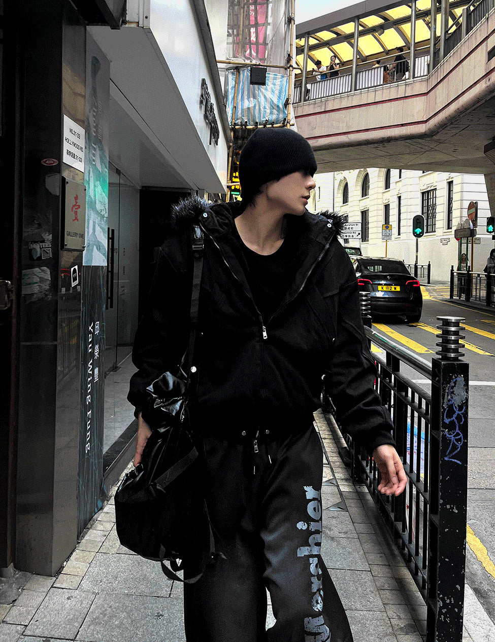 Black Semi-Crop Fur Silver Winter Jumper Jacket - Deep Black