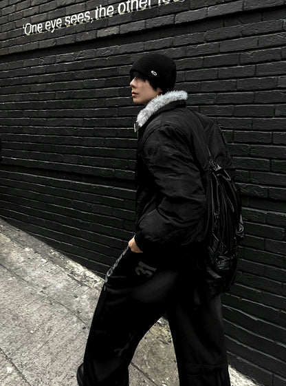 Shaggy Deep Black Winter Jumper + White Silver Black Fur