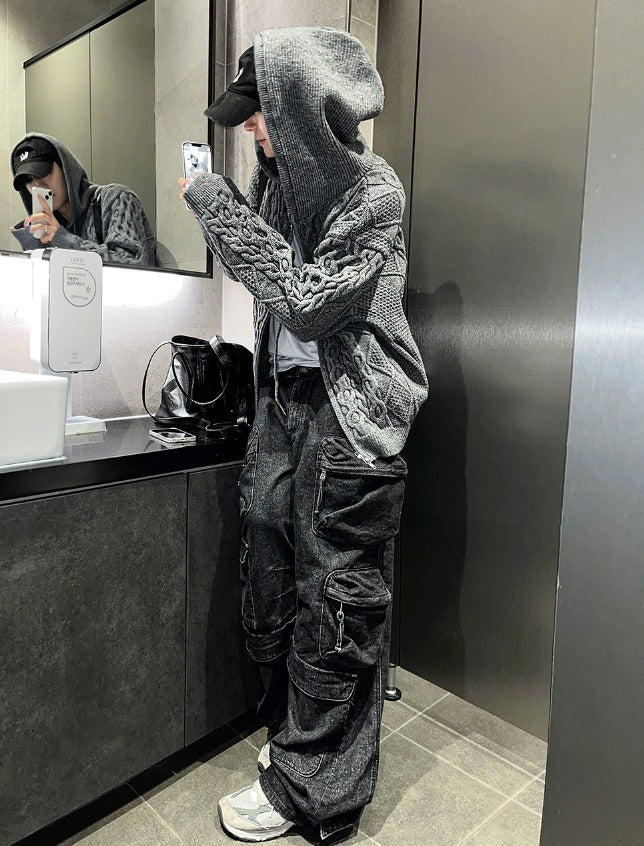 multi pocket cargo denim pants