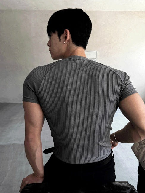 Muscle Fit Henry Neck Short-Sleeved Knitwear