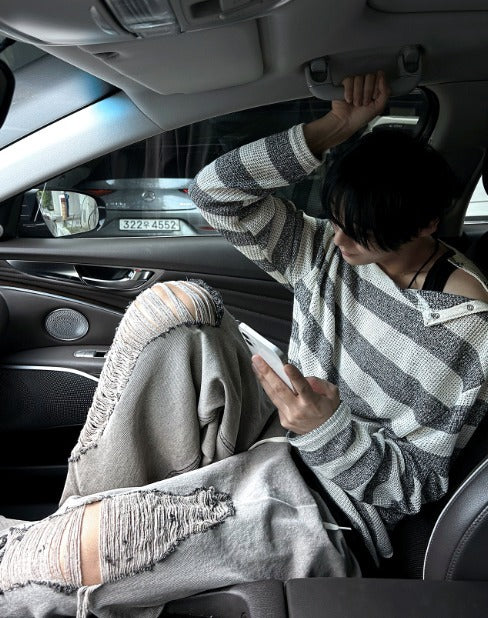 rivet stripe knit-T