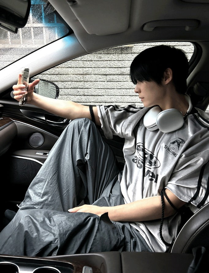 Glossy Wide Gorpcore Nylon Jogger Pants