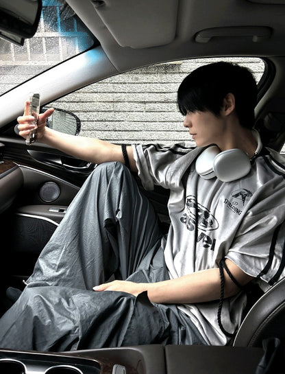 Glossy Wide Gorpcore Nylon Jogger Pants
