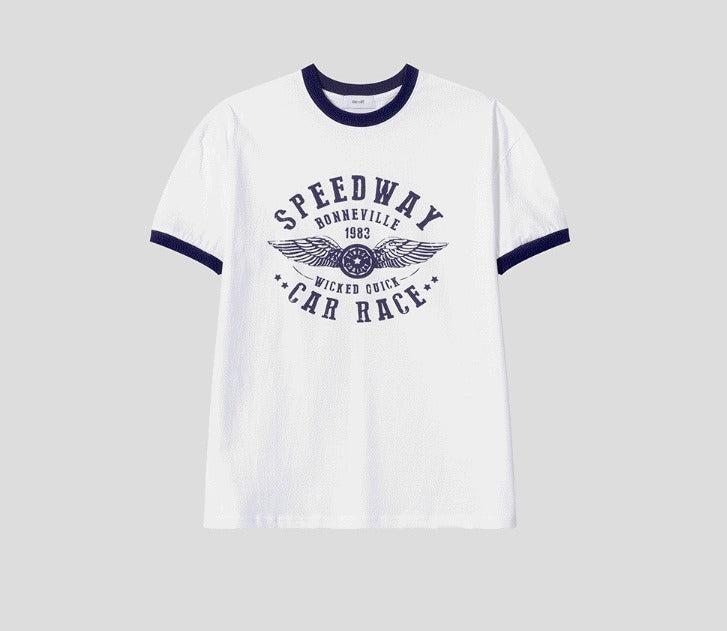 Printed Ringer Short-Sleeve Tee