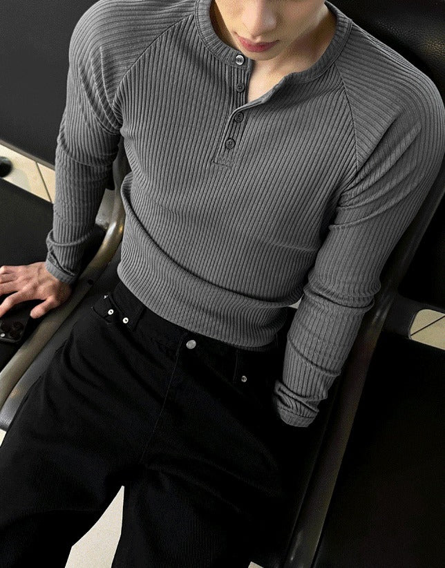muscle-fit raglan ribbed knitwear