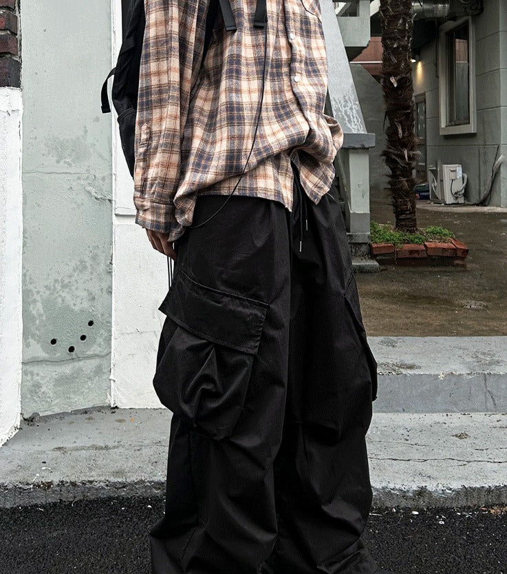 lable hood check shirt